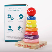 Load image into Gallery viewer, Toy, Puzzle: Wooden Stacking Rings, Fruit of the Spirit
